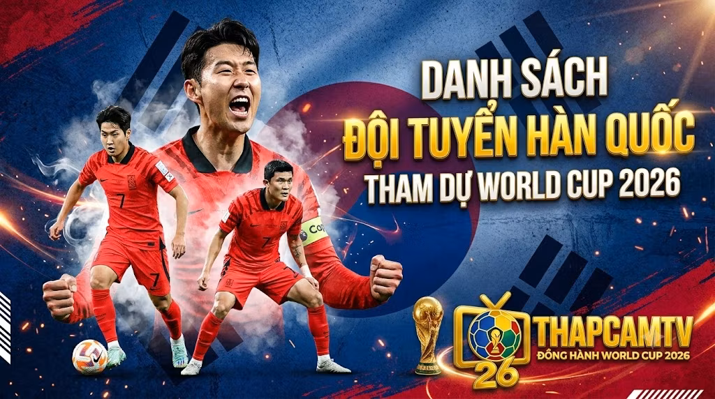 Danh sách chính thức đội tuyển Hàn Quốc tham dự World Cup 2026 với các ngôi sao Son Heung-min, Kim Min-jae và Lee Kang-in.