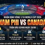 Nhận định tổng quan trận đấu Nam Phi vs Canada vòng 1/16 World Cup 2026, phân tích phong độ và thông tin lực lượng chi tiết tại ThapcamTV.